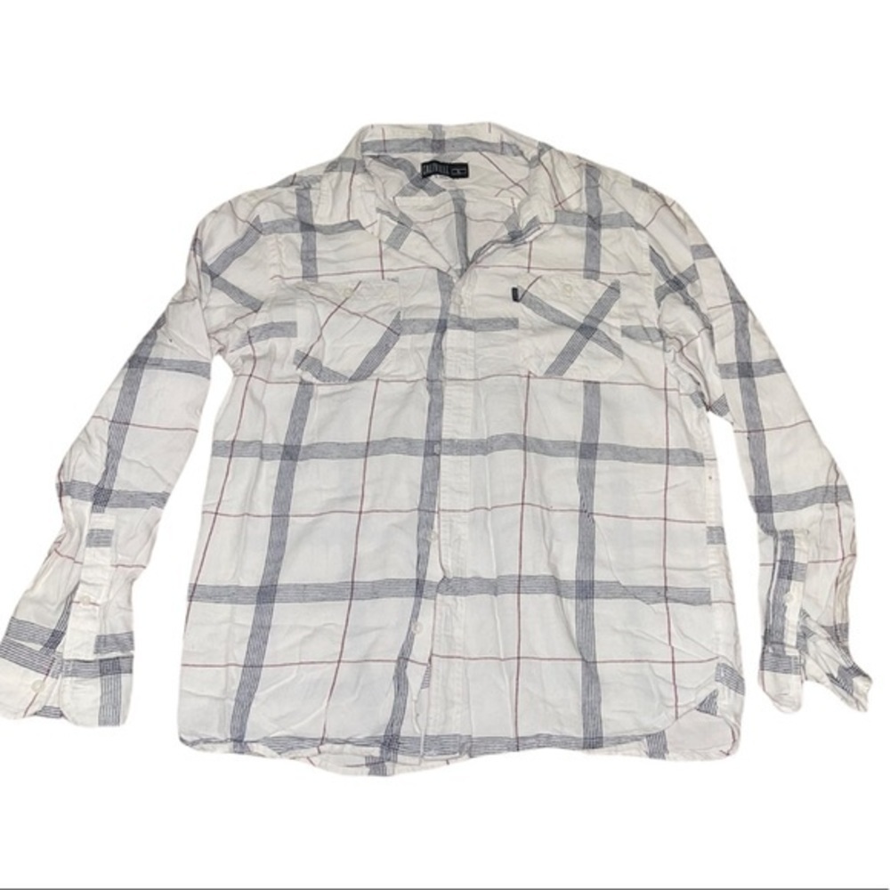 Caliville Flannel button up plaid shirt Cotton Lrg